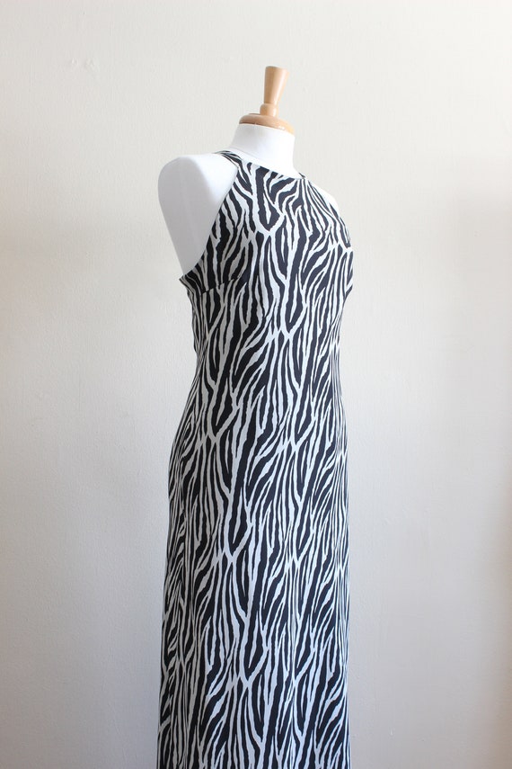 Vintage 1990s Black & White Animal Print Chiffon … - image 6