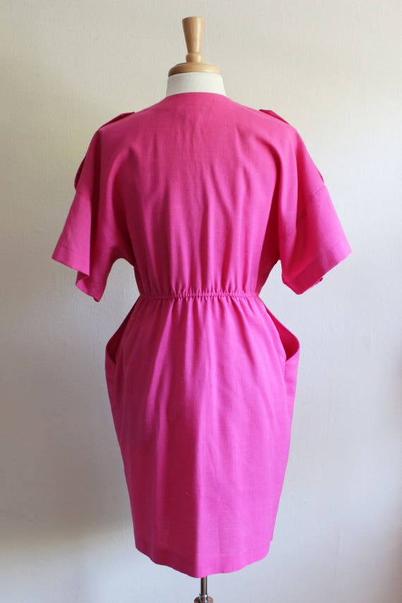 Vintage Oversize Pockets Hot Pink Dolman Dress - image 7