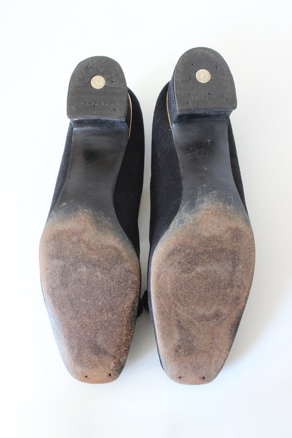 Vintage Evins Black Suede Low Block Heel Pumps, s… - image 10