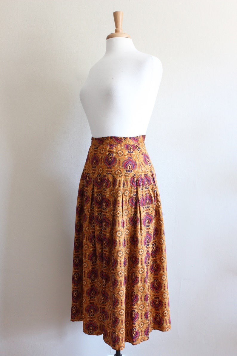 Vintage Liz Claiborne Rust Orange Printed Midi Skirt