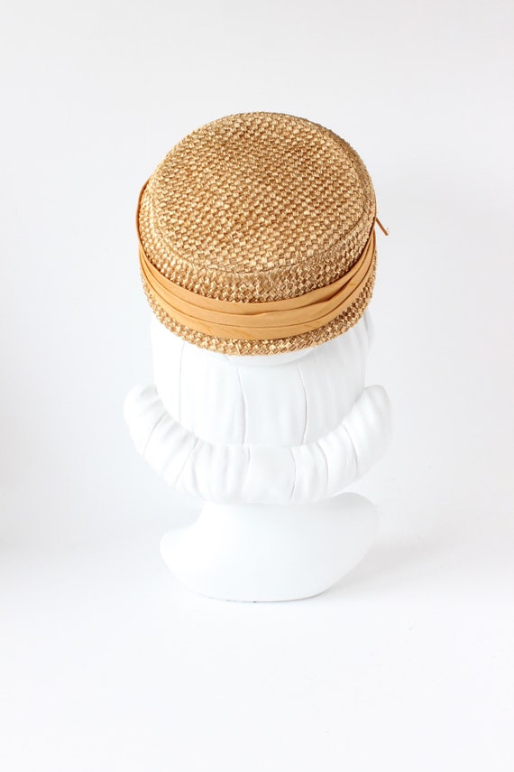 Vintage 1950s Pasadena Cello Straw Pillbox Hat - image 5