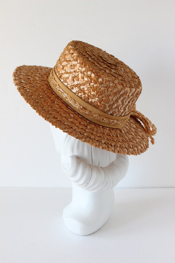 Vintage French Room Caramel Cellophane Straw Hat - image 6