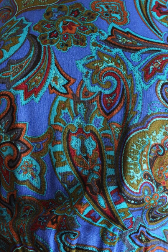 Vintage 1980s Green & Blue Paisley Midi Dress - image 5