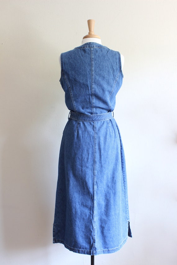 Vintage 1990s Button Front Belted Denim Dress - image 10