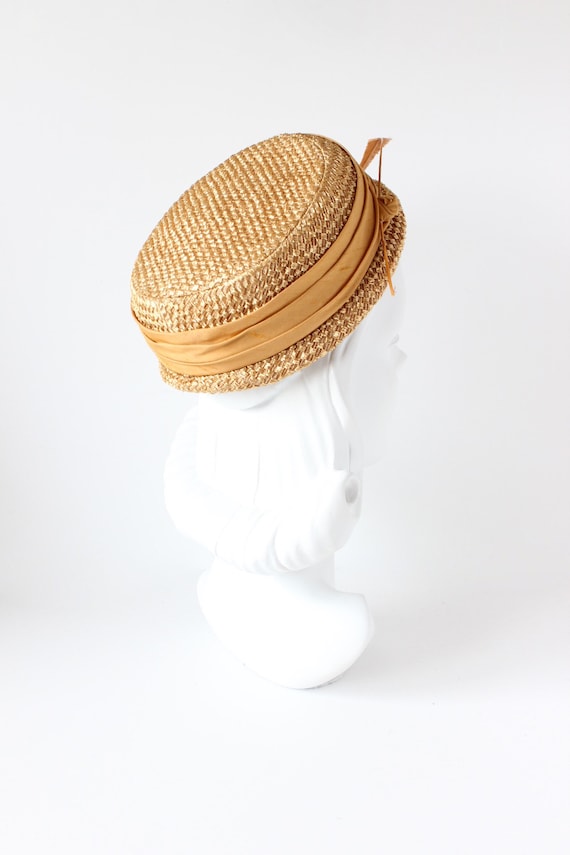 Vintage 1950s Pasadena Cello Straw Pillbox Hat - image 4