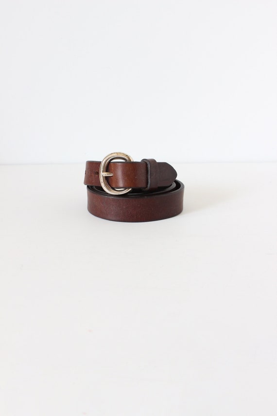 Vintage Y2K Gap Brown Leather Belt with Silver Ton