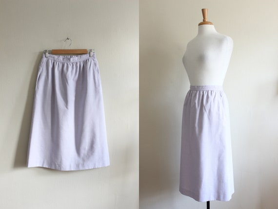 Vintage 1970s Evan Picone Lavender A-Line Midi Sk… - image 1