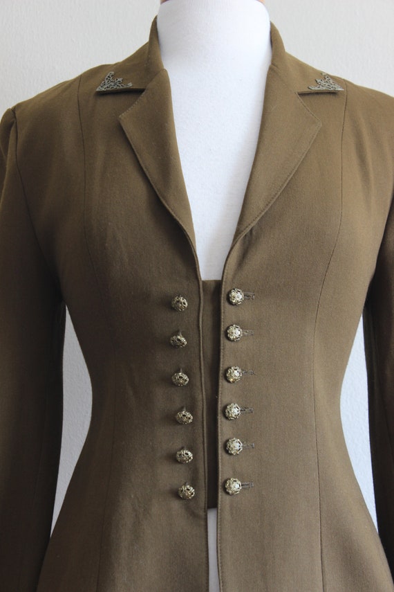 Vintage 1980s Ginger Paris Olive Green Military-I… - image 4