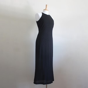 Vintage 1990s Rampage Minimalist Black Stretch Lace Long Dress