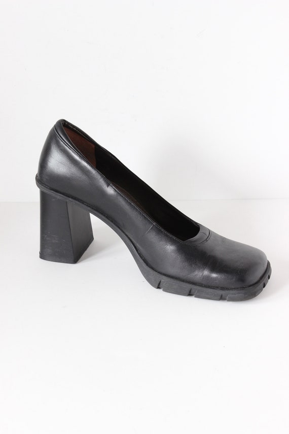 Vintage 1990s Aldo Black Leather Chunky Block Hee… - image 3