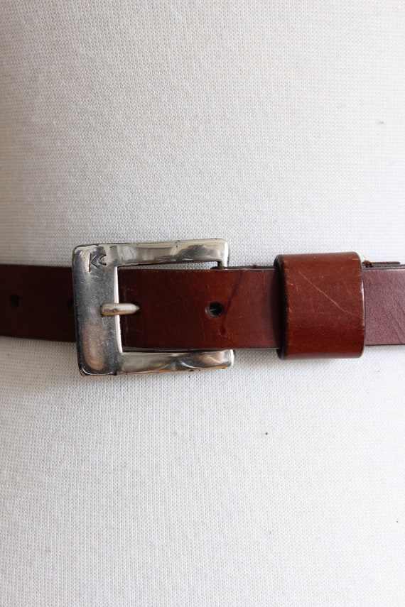 Vintage 1990s Kenneth Cole Brown Leather Belt wit… - image 3