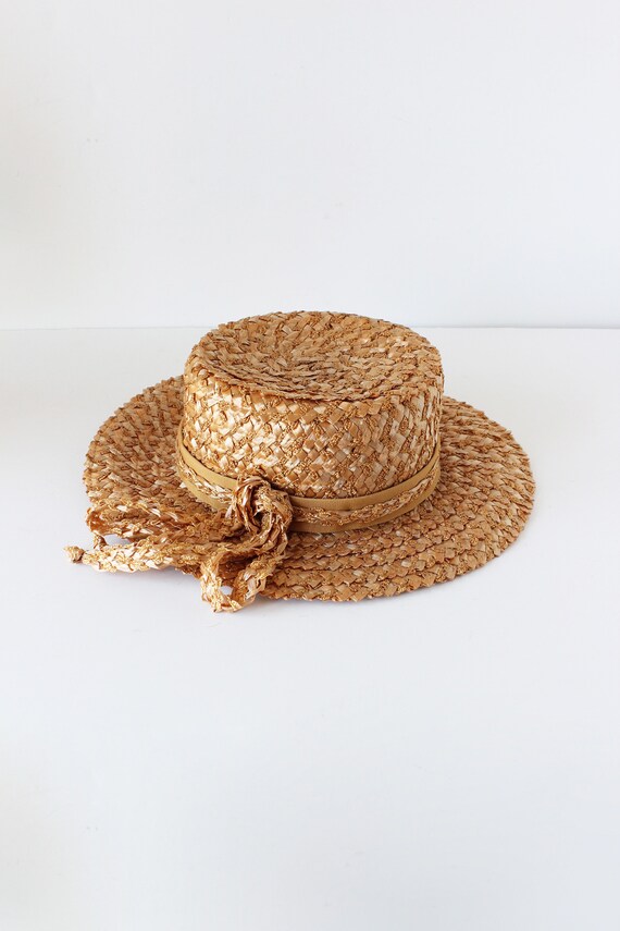 Vintage French Room Caramel Cellophane Straw Hat - image 8