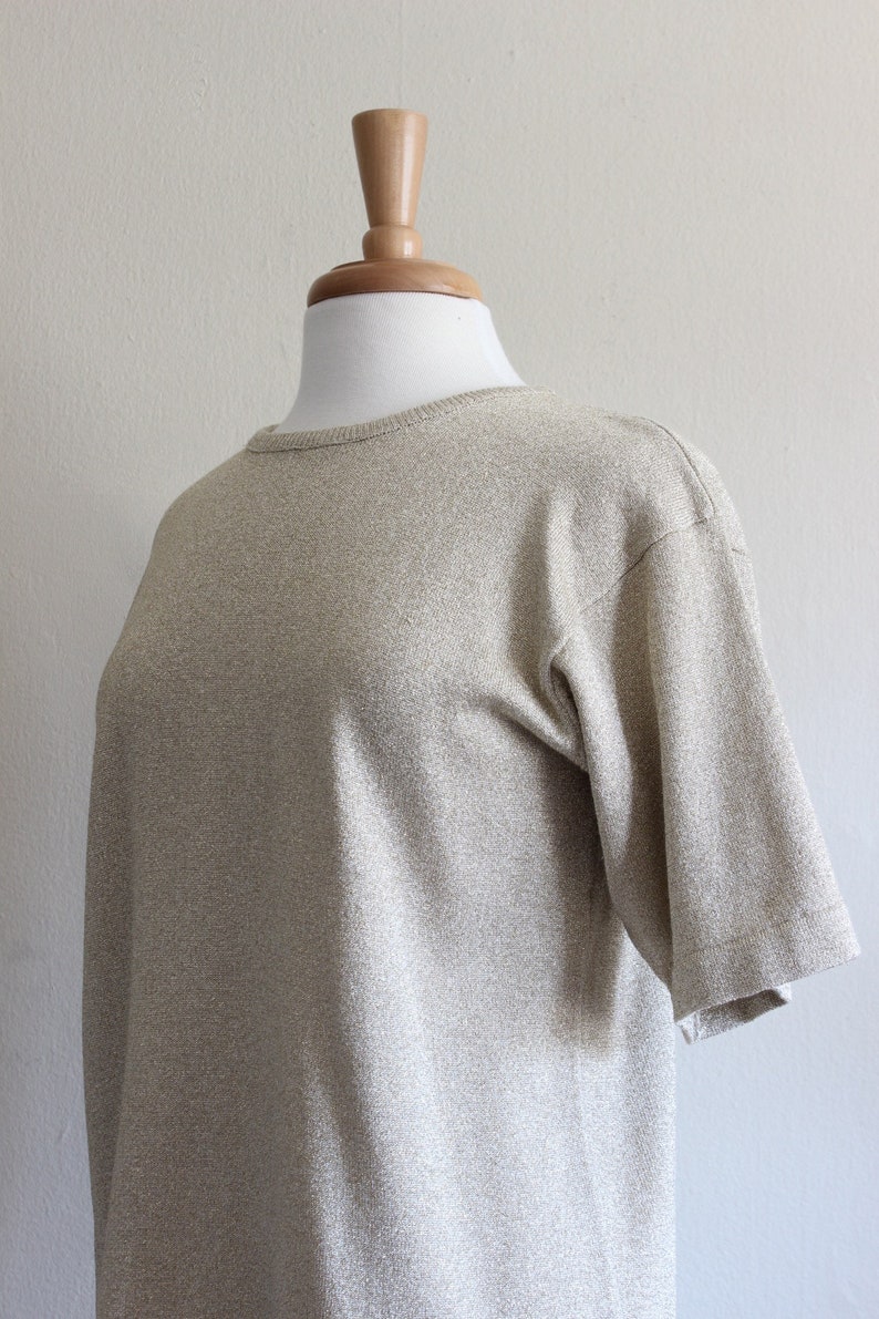 Vintage Metallic Gold Lurex Knit Short Sleeve Top image 7