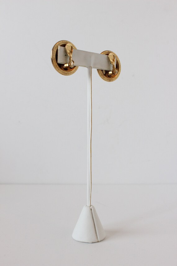 Vintage Monet Mixed Metals Large Button Earrings - image 5