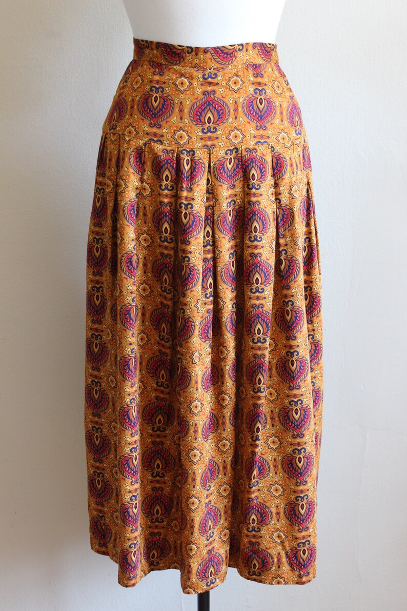 Vintage Liz Claiborne Rust Orange Printed Midi Skirt