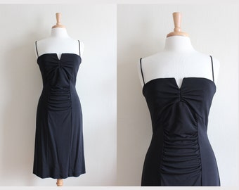 Vintage 1990s Nicole Miller Black Ruched Dress