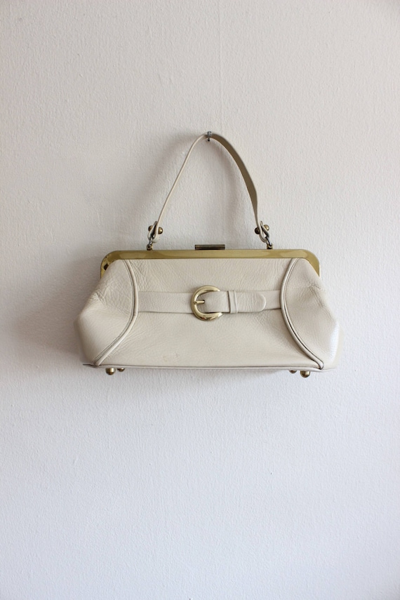 1960s Purse / Vintage Calderon Beige Top Handle Do