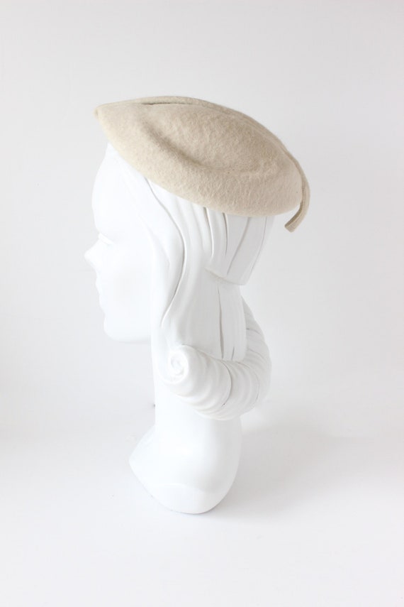 Vintage 1960s Off White Wool Felt Hat - image 6