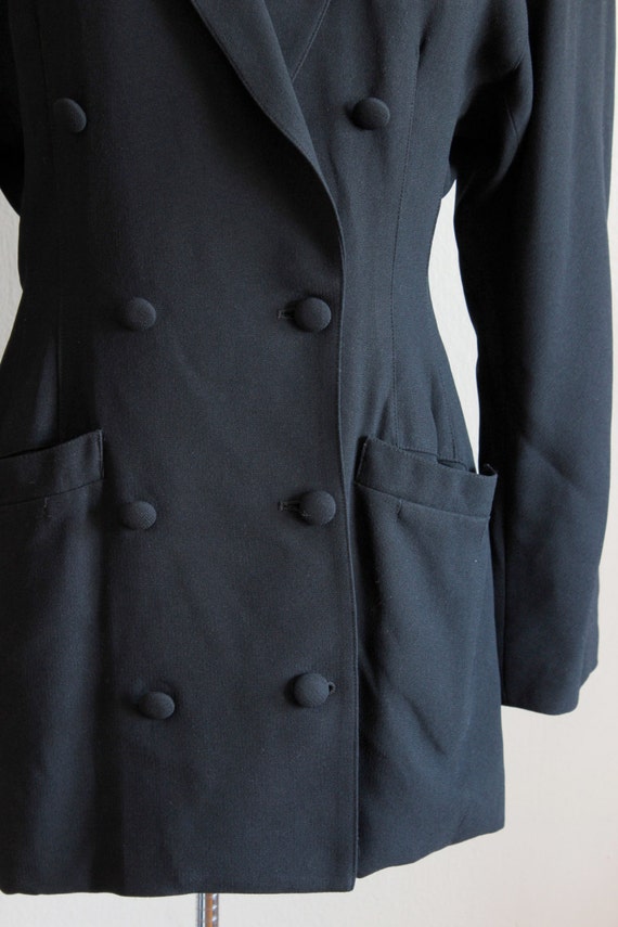 Vintage Kenar Black Crepe Shawl Collar Jacket - image 5