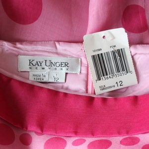 Vintage Y2K Kay Unger Pink Polka Dot Strapless Dress image 10