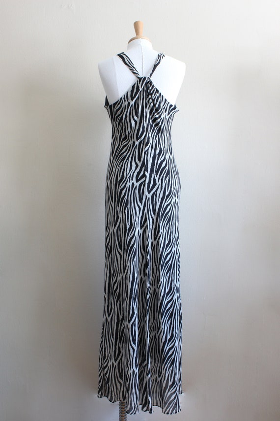 Vintage 1990s Black & White Animal Print Chiffon … - image 8