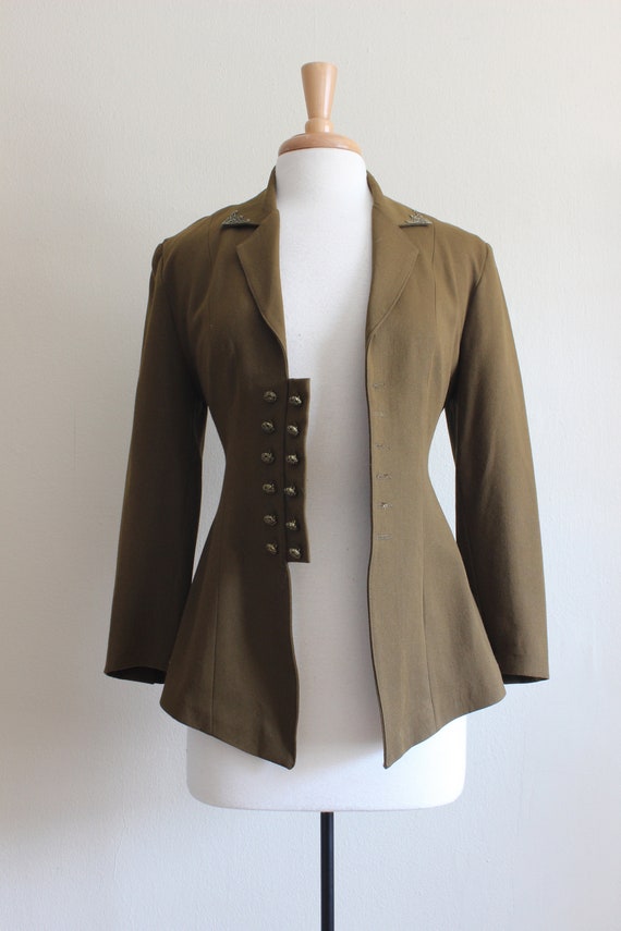 Vintage 1980s Ginger Paris Olive Green Military-I… - image 2