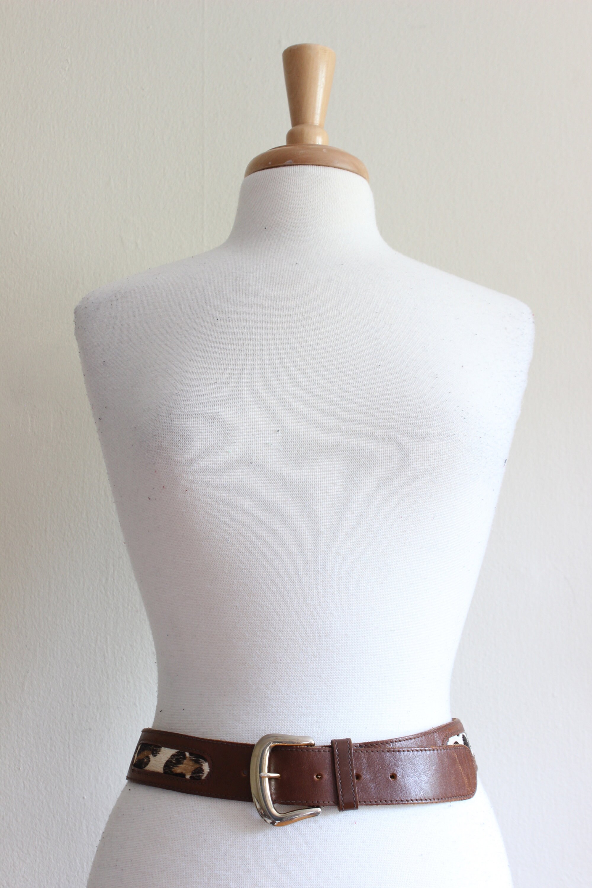 Vintage Omega Brown Leather & Leopard Ponyhair Belt - Etsy display picture 2