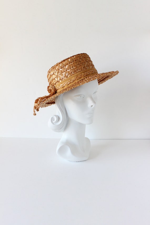 Vintage French Room Caramel Cellophane Straw Hat - image 1