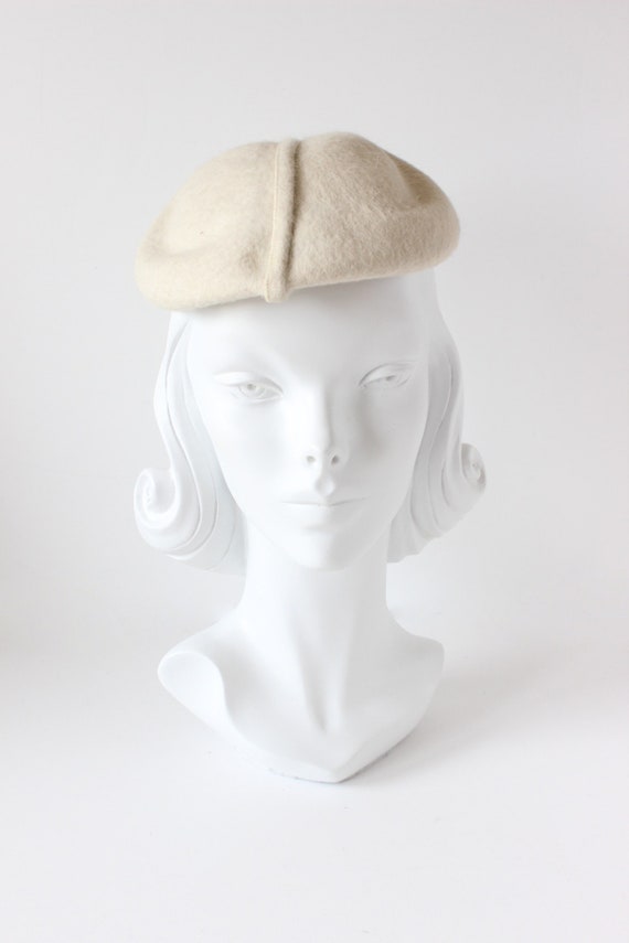 Vintage 1960s Off White Wool Felt Hat - image 7