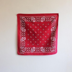 Vintage All Cotton Fast Color Red Paisley Bandana