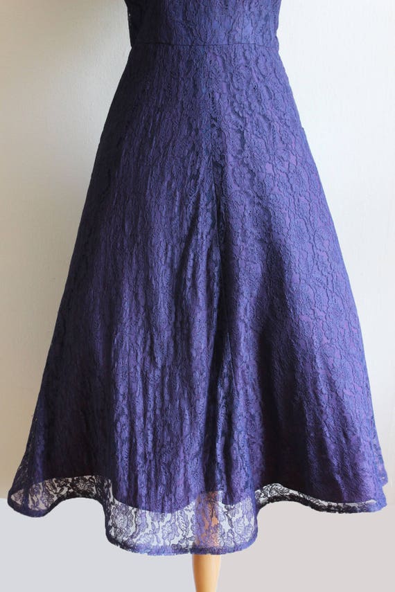 Vintage 1950s Beaded Purple Lace Party Dress - image 3