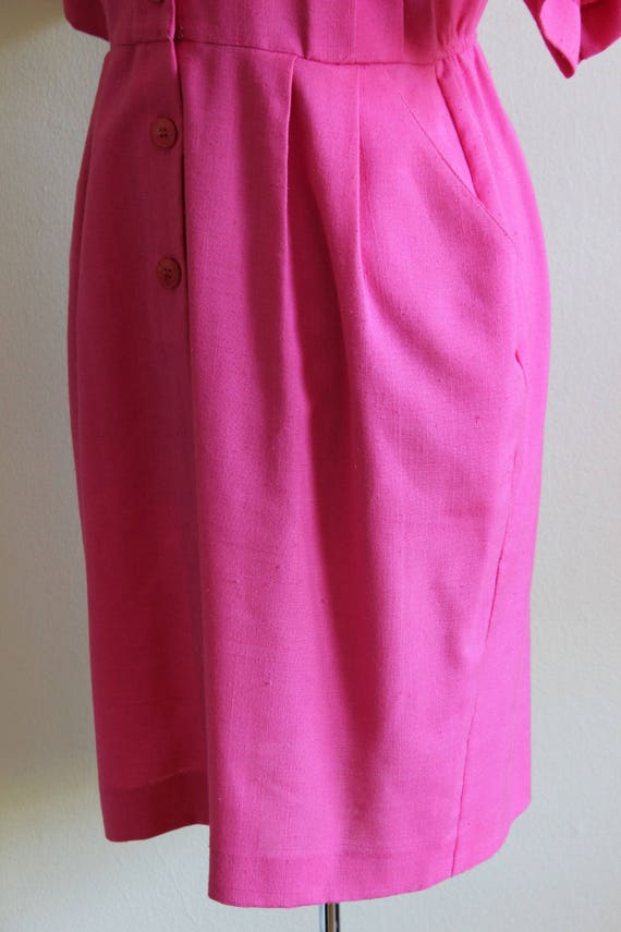 Vintage Oversize Pockets Hot Pink Dolman Dress - image 6
