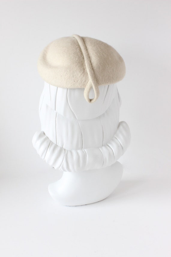 Vintage 1960s Off White Wool Felt Hat - image 5