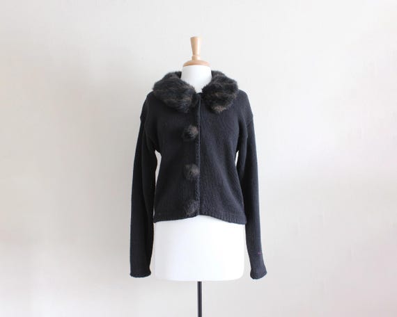 Faux fur black sweater best sale