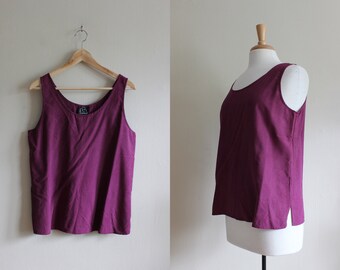 Vintage Gantos Burgundy 100% Silk Tank Top