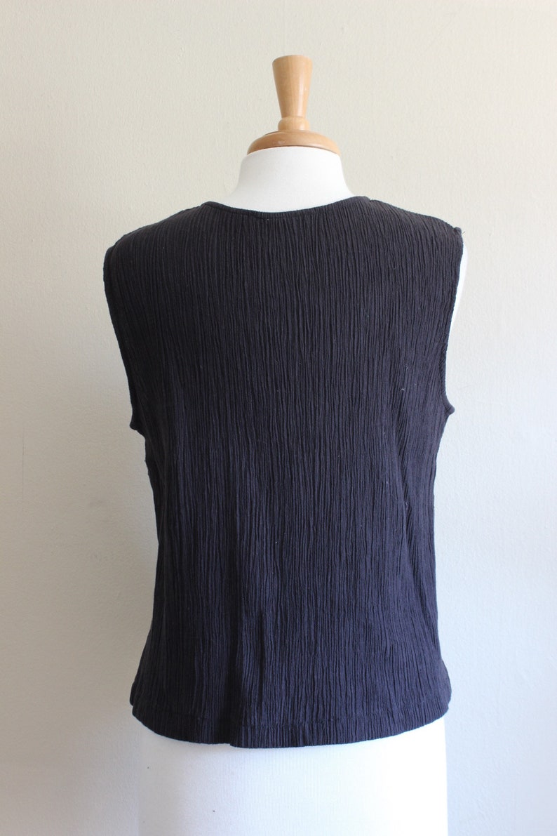 Vintage Crinkle Texture Black Tank Top - Etsy