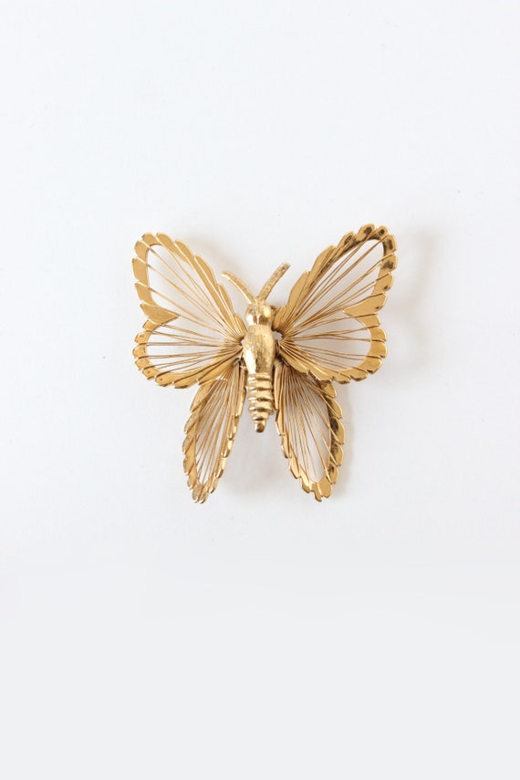 Vintage Monet Goldtone Butterfly Brooch