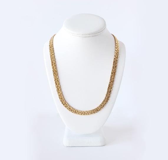 Vintage Goldtone Textured Chain Necklace - image 1