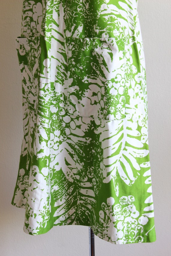 Vintage Lime Green Fern Print A-Line Mod Dress - image 7