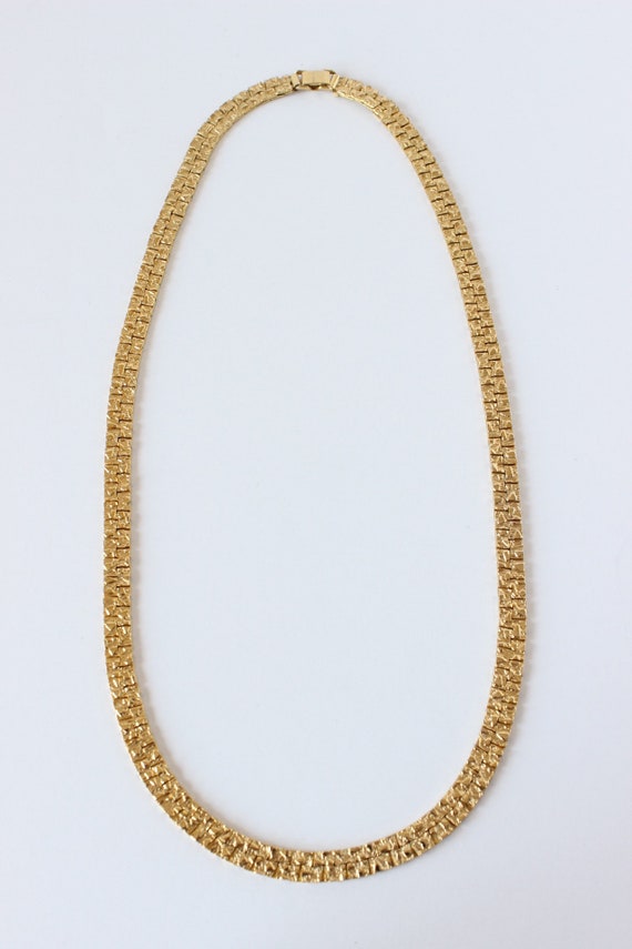 Vintage Goldtone Textured Chain Necklace - image 3