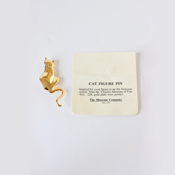 Vintage 1980s Gold Plate Art Nouveau Inspired Cat… - image 1