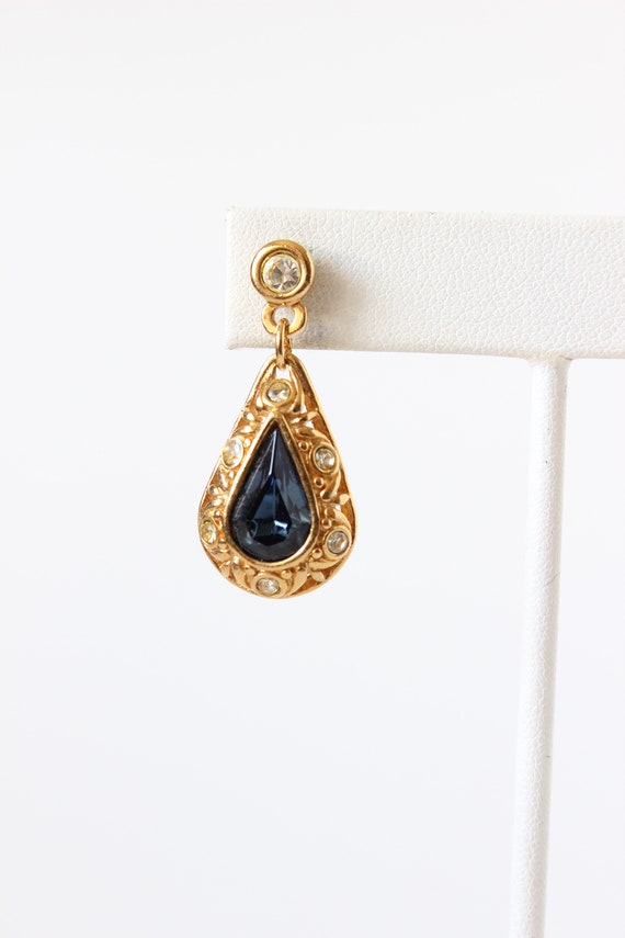 Vintage Avon Blue Teardrop Victorian-Style Drop E… - image 3