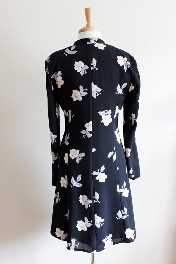Vintage Long Sleeve Black Floral Dress - image 6
