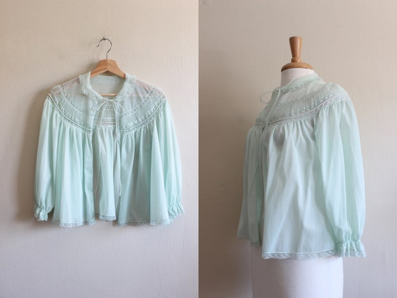 Vintage 1950s Seafoam Green Nylon & Lace Lingerie