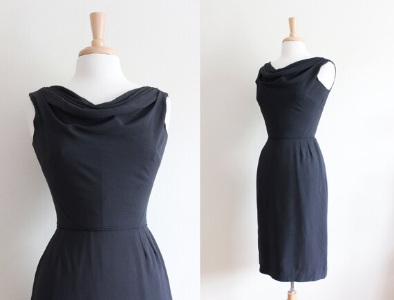 1960s Dress / Vintage 60s Black Cocktail Dress