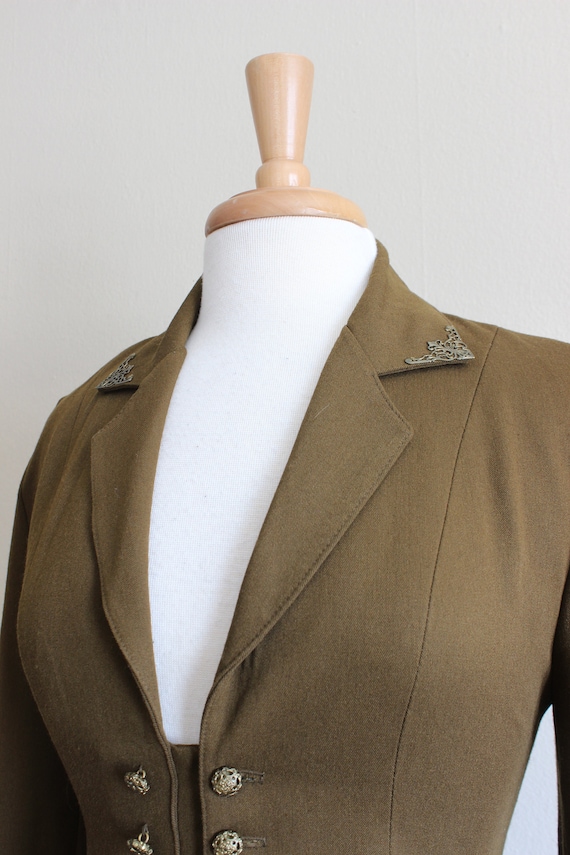 Vintage 1980s Ginger Paris Olive Green Military-I… - image 7