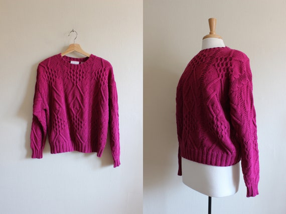 Vintage Nordstrom Magenta Pink 100% Cotton Sweater