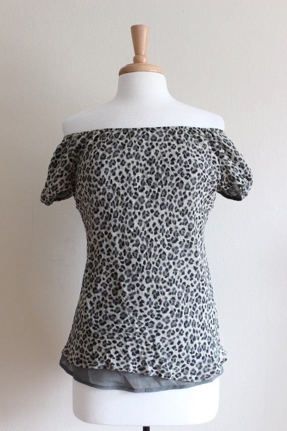 Vintage Leopard Print Silk Chiffon Bias Cut Top - image 7