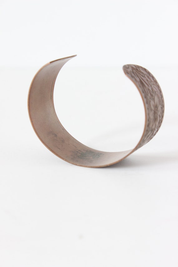 Vintage 1970s Solid Copper Tooled Cuff Bracelet - image 8