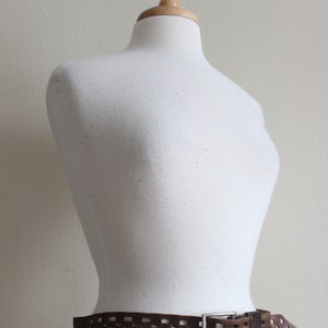 Vintage Checkerboard Cutout Brown Leather Wide Belt image 4